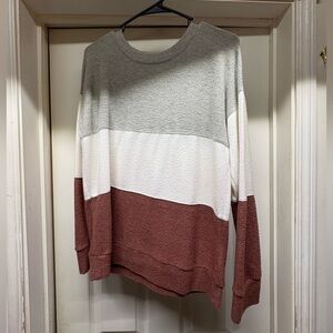 Nine Britton Women's Colorblock Sweater - Gray, White, and Brown